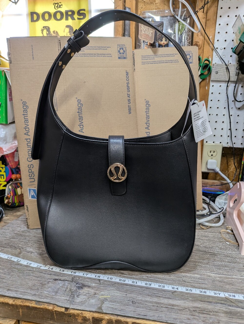 Lululemon NWT Black Leather Alternative Shoulder Bag  W Dust Bag